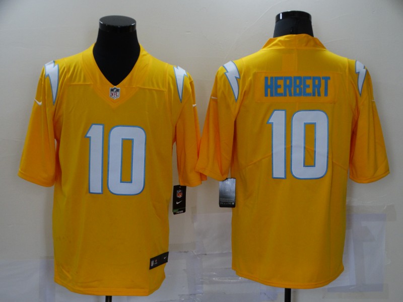 Men Los Angeles Chargers #10 Herbert yellow Vapor Untouchable Limited Player 2021 Nike NFL Jersey->atlanta braves->MLB Jersey